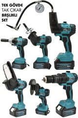 ASSUR 21v 6 Başlıklı Set Taşlama Somun Sıkma Tilki Kuyruğu Dal Budama Vidalama Hava Pompası